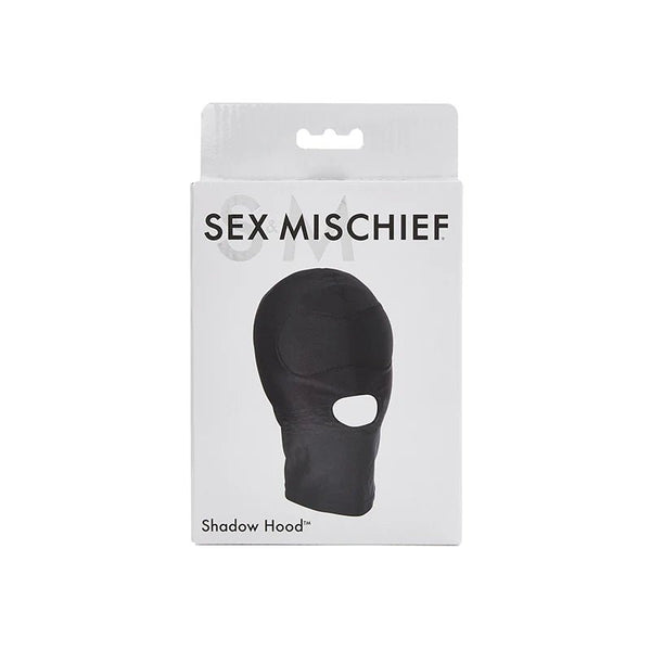Sportsheets Sex & Mischief Shadow Hood Full - Head Mask with Open Mouth Black - TruLuv Novelties