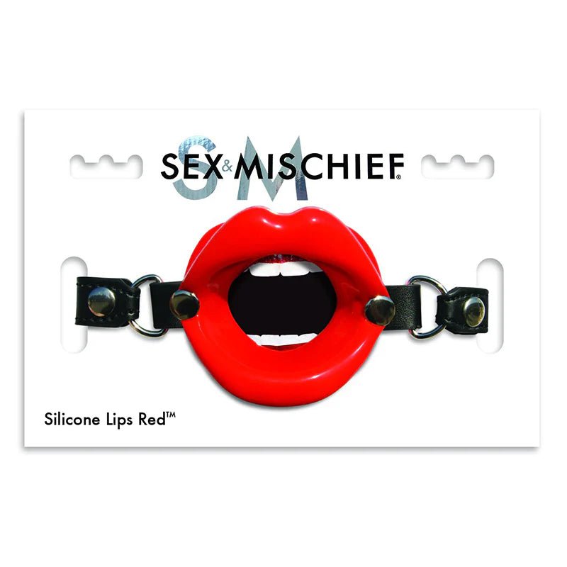 Sportsheets Sex & Mischief Silicone Lips Adjustable Open - Mouth Gag Red - TruLuv Novelties