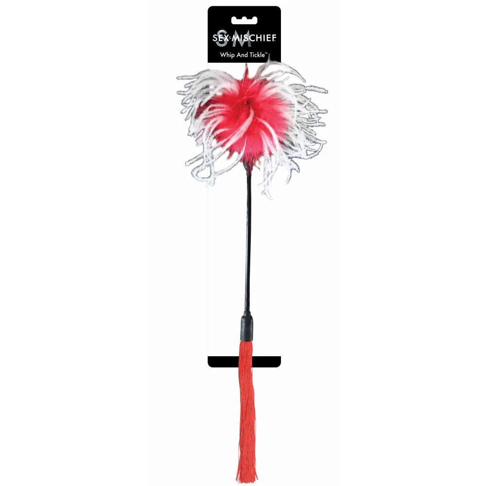 Sportsheets Sex & Mischief Whip & Tickle Red/White - TruLuv Novelties