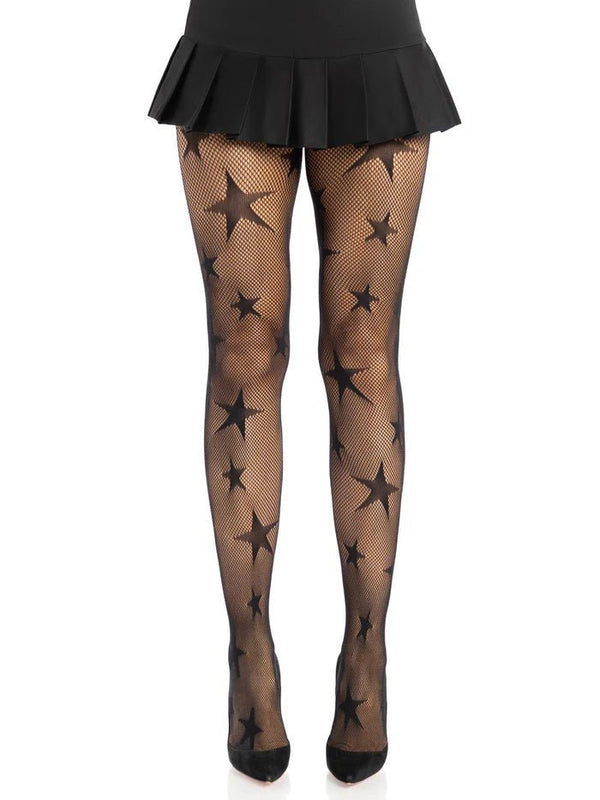 Star Net Tights - Os - Black - TruLuv Novelties