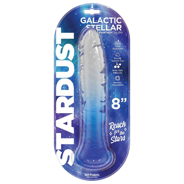 Stardust Galactic Stellar Textured 8 in. Jelly Fantasy Dildo Crystal Blue - TruLuv Novelties