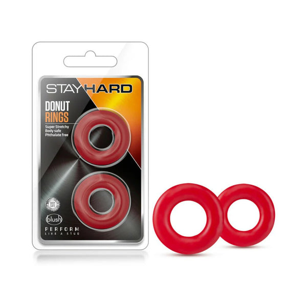Stay Hard Donut Rings Cockring 2 - Pack Red - TruLuv Novelties
