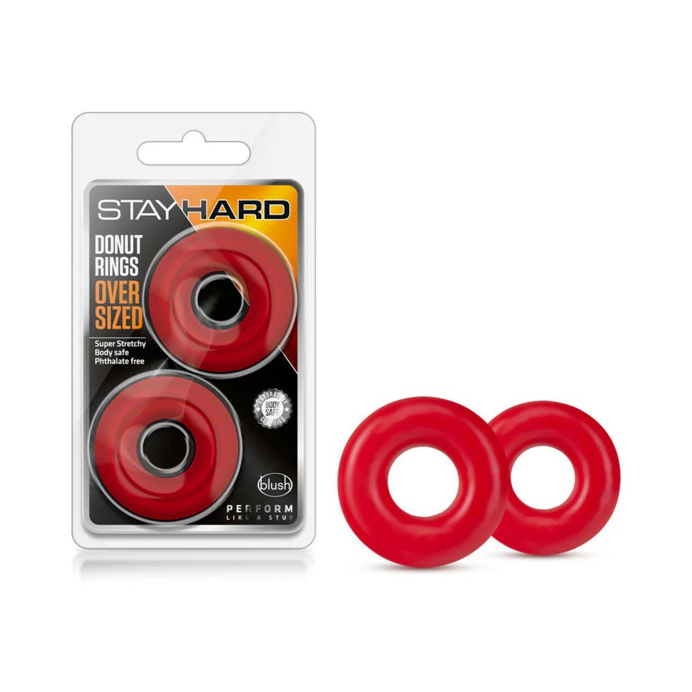 Stay Hard Donut Rings Oversized Cockring 2 - Pack Red - TruLuv Novelties
