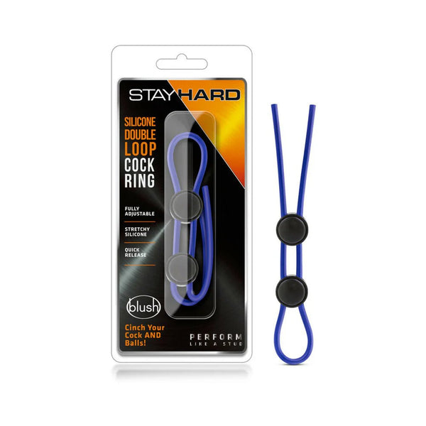 Stay Hard Silicone Double Loop Lasso/Bolo Cockring Blue - TruLuv Novelties