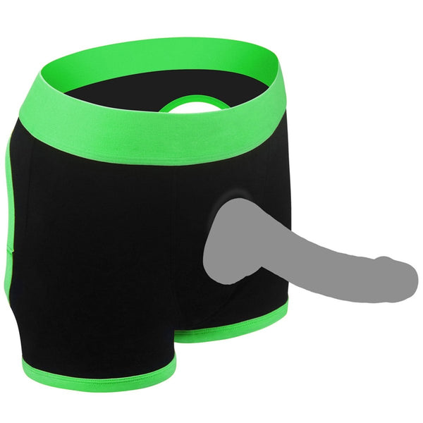 Strap on Boxer Shorts - Blk/grn M/l - TruLuv Novelties