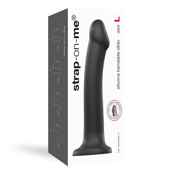 Strap - On - Me Bendable Dual - Density Silicone Dildo Black L - TruLuv Novelties