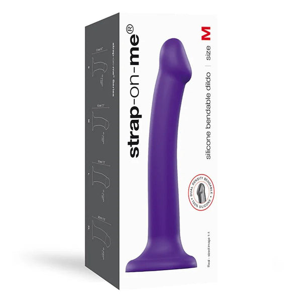 Strap - On - Me Bendable Dual - Density Silicone Suction Cup Dildo Purple M - TruLuv Novelties