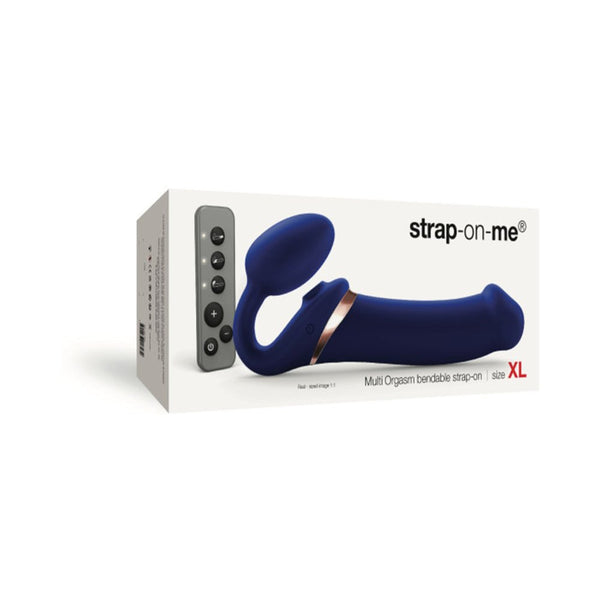 Strap - On - Me Rechargeable Remote - Controlled Multi Orgasm Bendable Strap - On Night Blue XL - TruLuv Novelties