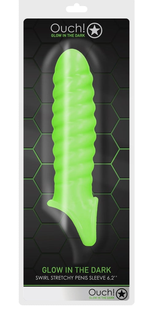 Swirl Stretchy Penis Sleeve - Glow in the Dark - TruLuv Novelties