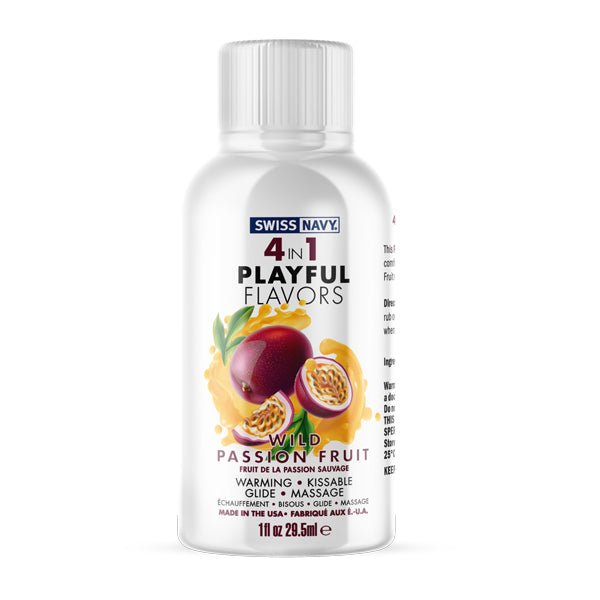 Swiss Navy 4 - in - 1 Playful Flavors - Wild Passion Fruit - 1 Fl. Oz. - TruLuv Novelties