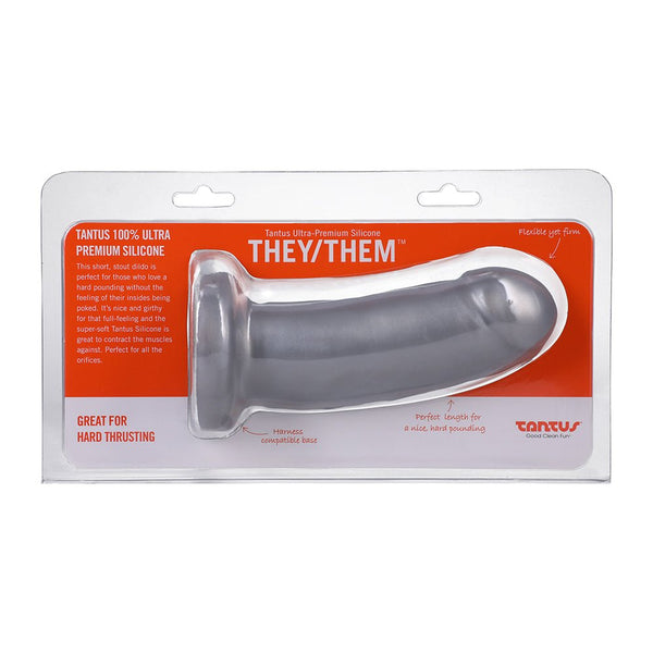 Tantus They/Them Super Soft Dildo Silver - TruLuv Novelties