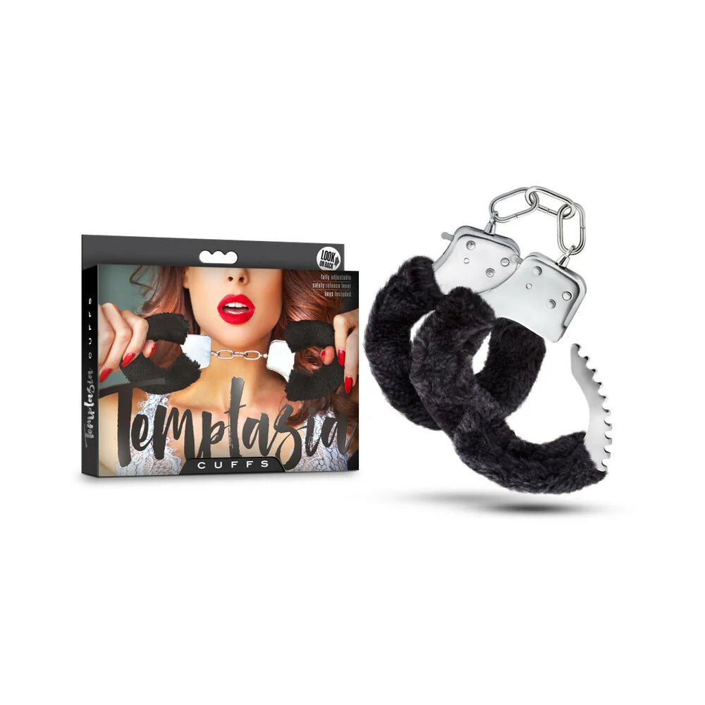 Temptasia Adjustable Faux Fur Cuffs Black - TruLuv Novelties