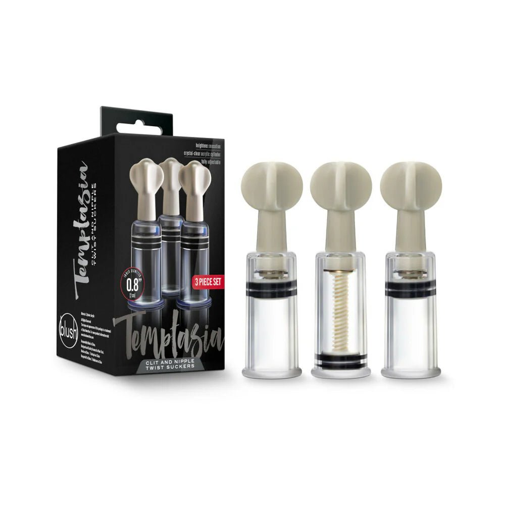 Temptasia Clit and Nipple Twist Suckers 3 - Piece Set Clear - TruLuv Novelties