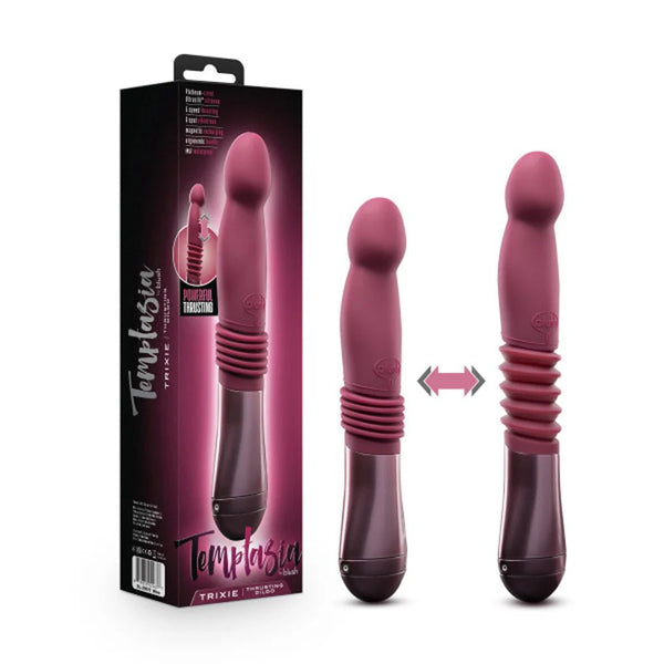 Temptasia Trixie Rechargeable 10 in. Silicone Thrusting Dildo Wine - TruLuv Novelties