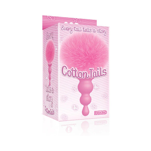 The 9's Cottontails Silicone Bunny Tail Butt Plug Beaded Pink - TruLuv Novelties