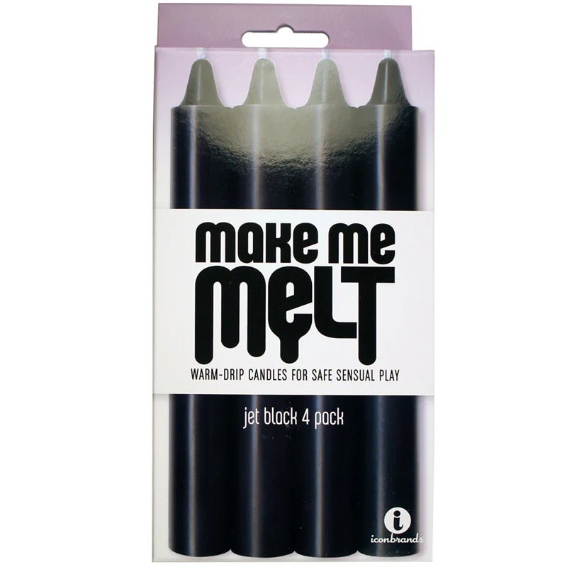 The 9's, Make Me Melt Sensual Warm - Drip Candles, 4 Pack, Jet Black - TruLuv Novelties