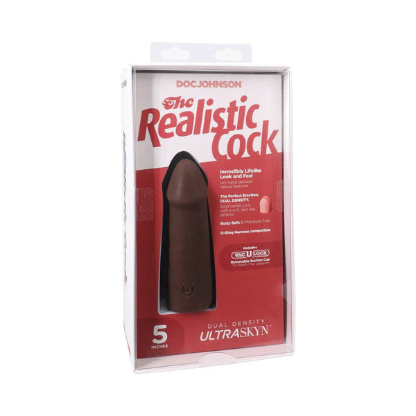 The Realistic Cock 5 in. ULTRASKYN Vac - U - Lock Dildo Chocolate - TruLuv Novelties