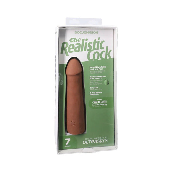 The Realistic Cock 7 in. ULTRASKYN Vac - U - Lock Dildo Caramel - TruLuv Novelties