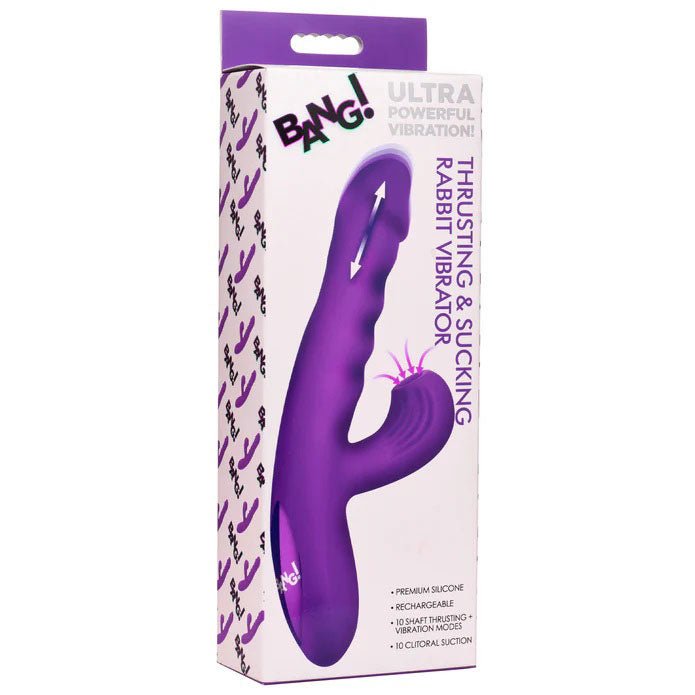 Thrusting and Sucking Rabbit Vibrator - Purple - TruLuv Novelties