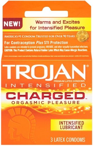 Trojan Intensified Charged Orgasmic Pleasure Condoms - 3 Pack - TruLuv Novelties