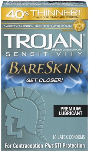 Trojan Sensitivity Bareskin Lubricated Condoms - Pack - TruLuv Novelties