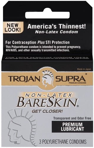 Trojan Supra Bareskin Polyurethane - 3 Pack - TruLuv Novelties