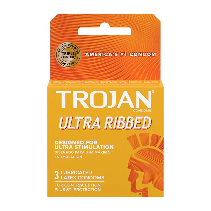 Trojan Ultra Ribbed Lubricated Condoms - TruLuv Novelties