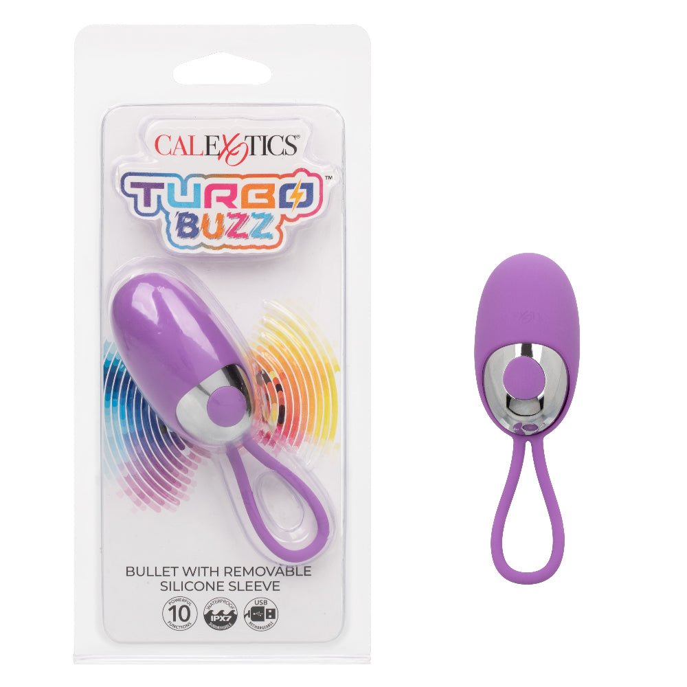 Turbo Buzz Bullet With Removable Silicone Sleeve - Purple - TruLuv Novelties