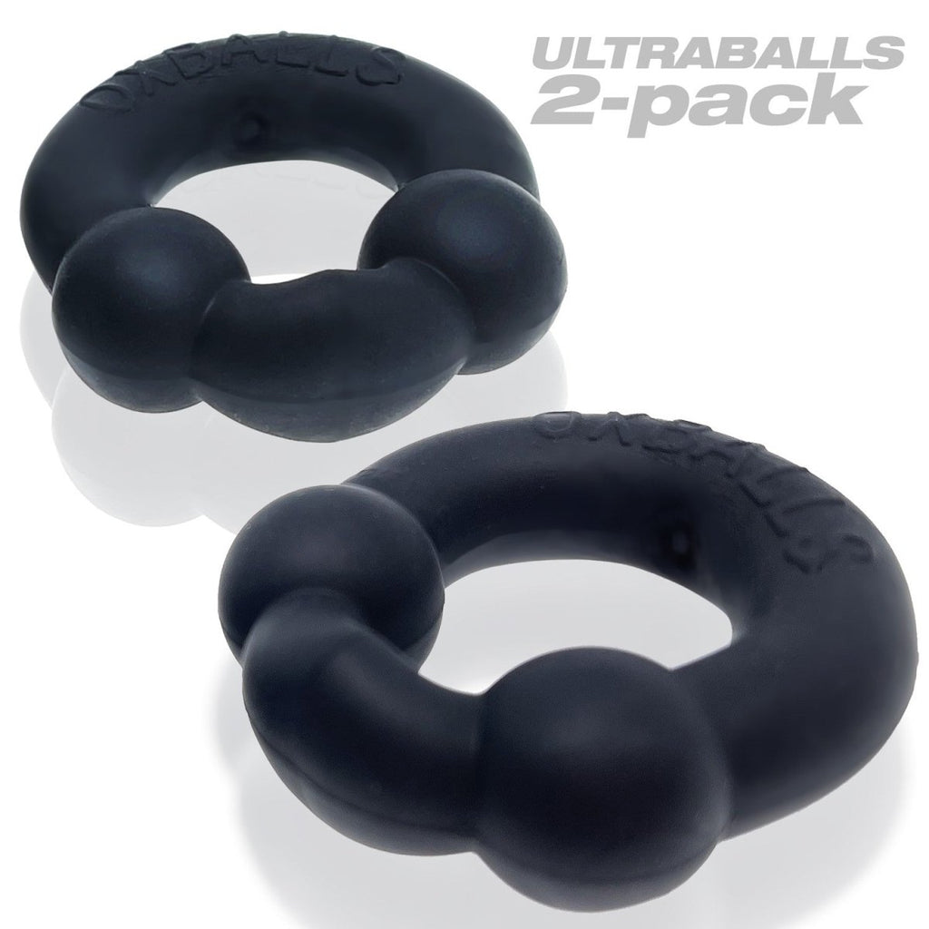 Ultraballs 2- Piece Cockring Set - Night Black - TruLuv Novelties