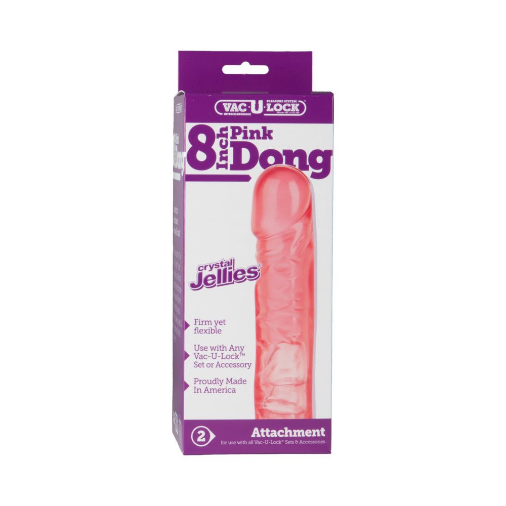 Vac - U - Lock - 8 Inch Pink Dong - Crystal Jellies - TruLuv Novelties