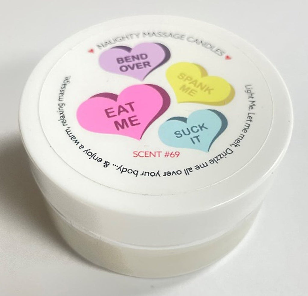 Vday Candy Heart Massage Candle - Madagascar Vanilla 1.7 Oz - TruLuv Novelties