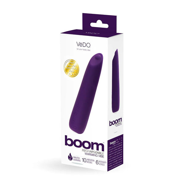 VeDO Boom Rechargeable Warming Silicone Slimline Vibrator Purple - TruLuv Novelties