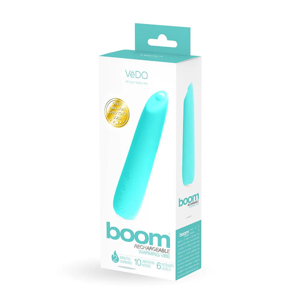 VeDO Boom Rechargeable Warming Silicone Slimline Vibrator Turquoise - TruLuv Novelties