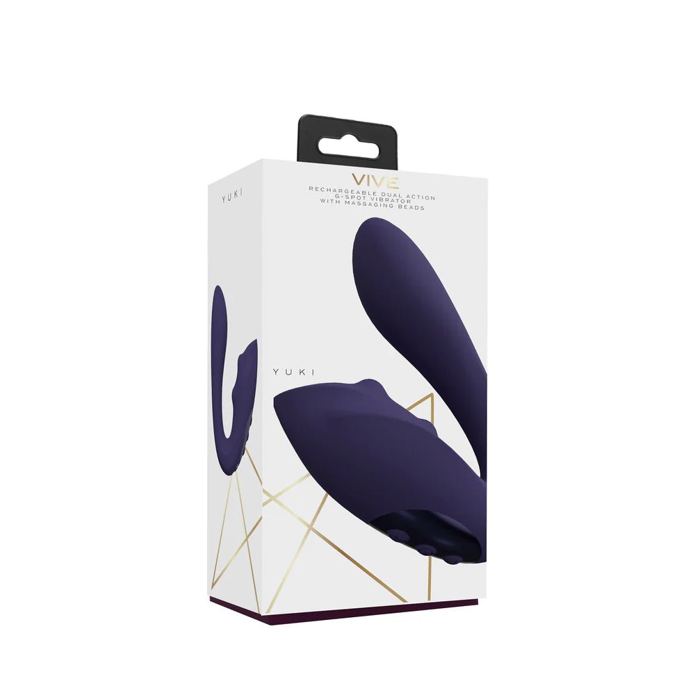 VIVE YUKI Rechargeable Dual Motor G - Spot Vibrator with Massaging Beads Purple - TruLuv Novelties