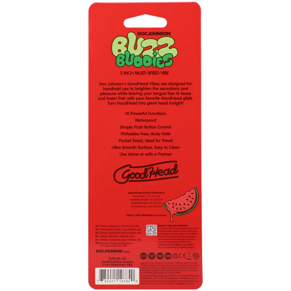 Goodhead - Buzz Buddies - 5 Inch Muti-Speed Vibe Watermelon