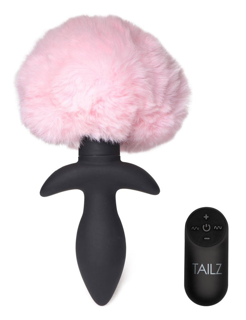 Waggerz Moving and Vibrating Bunny Tail Anal Plug - Pink - TruLuv Novelties