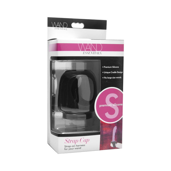 Wand Essentials Silicone Strap Cap Wand Harness For Dildos Black - TruLuv Novelties