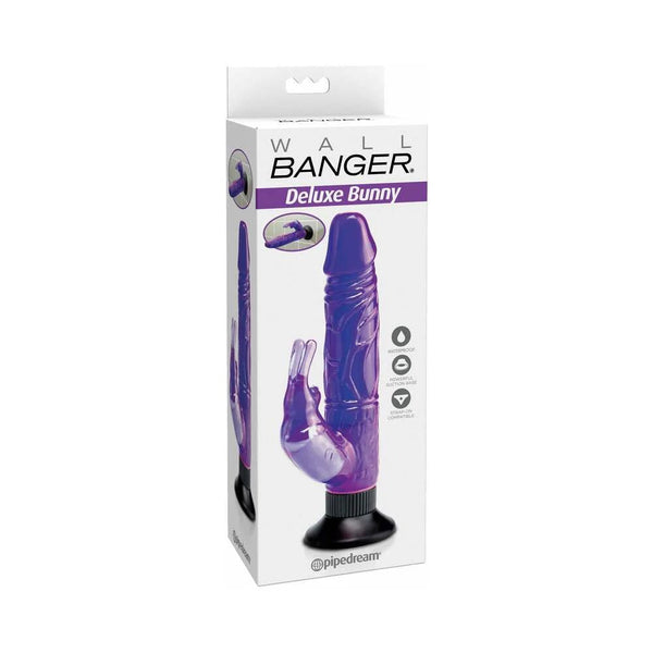 Waterproof Wall Bangers Deluxe Bunny Realistic Rabbit Vibrator With Suction Cup Purple - TruLuv Novelties