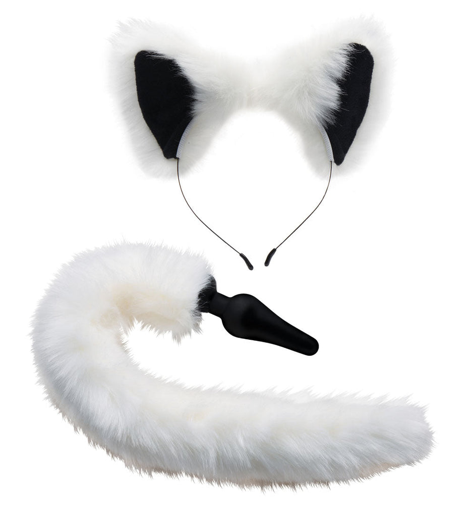 White Fox Tail Anal Plug and Ears Set - TruLuv Novelties