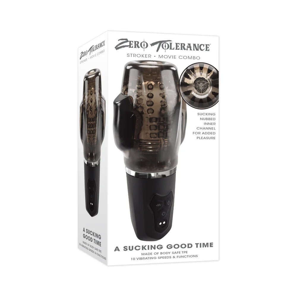 Zero Tolerance A Sucking Good Time Rechargeable Vibrating Stroker Black Smoke - TruLuv Novelties