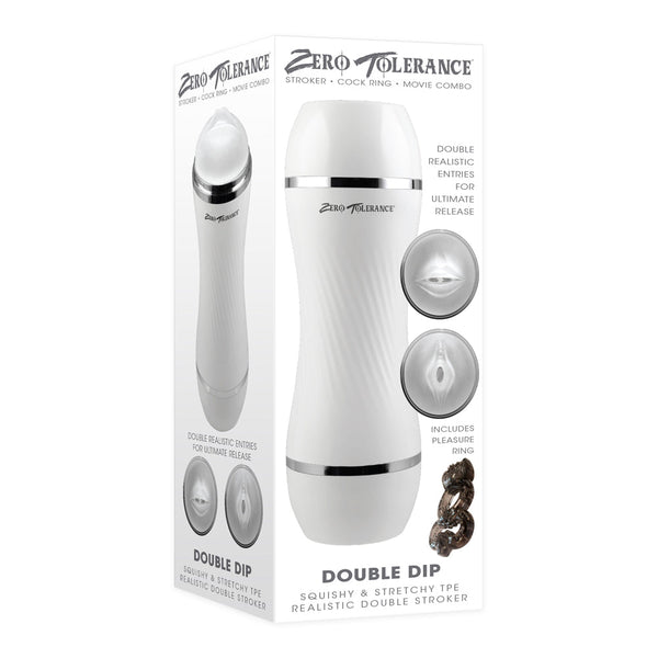 Zero Tolerance Double Dip Dual - Ended Realistic Stroker with Movie Download White - TruLuv Novelties