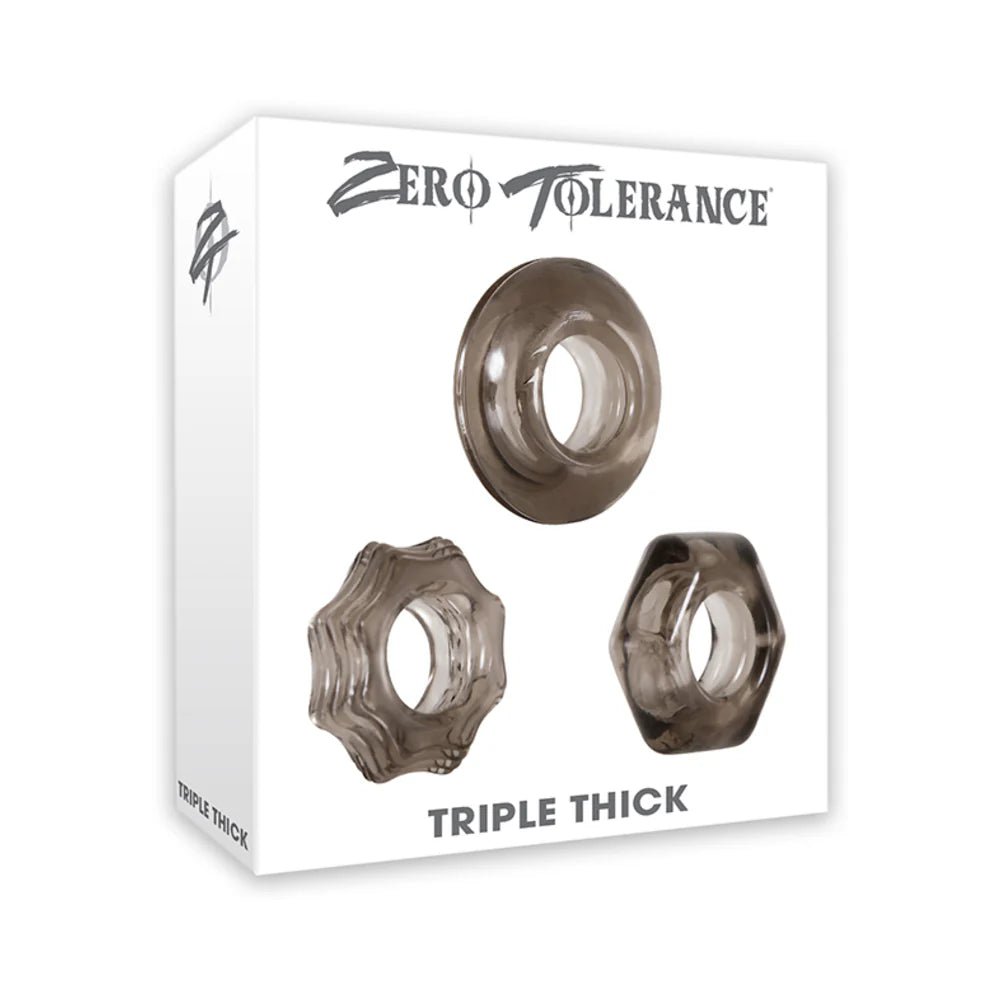 Zero Tolerance Triple Thick 3 - Piece Cockring Set Smoke - TruLuv Novelties